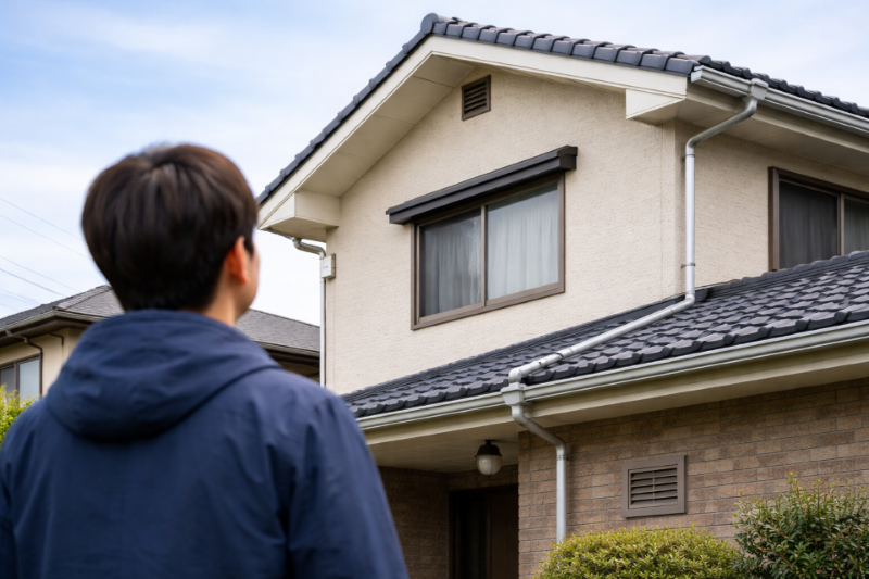 害獣駆除の見積もり相談を考えて一戸建ての外まわりを確認するイメージ
