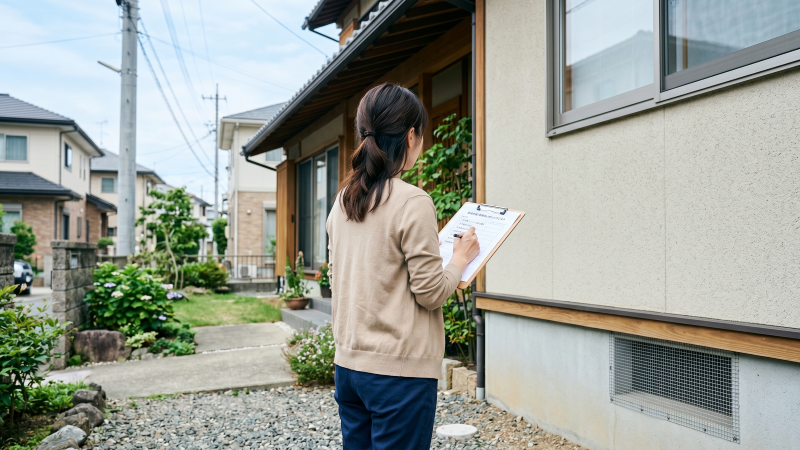 害獣駆除の再発防止をイメージした一戸建て住宅の外観と床下換気口